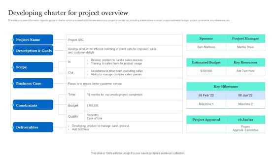 Project Excellence Playbook For Executives Developing Charter For Project Overview Portrait PDF Project Excellence Playbook For Executives Developing Charter For Project Overview Portrait PDF