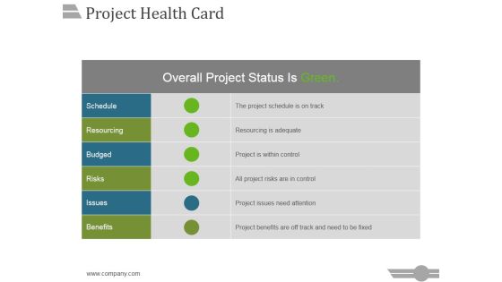Project Health Card Template 2 Ppt PowerPoint Presentation Graphics