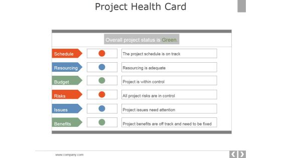 Project Health Card Template 2 Ppt PowerPoint Presentation Template