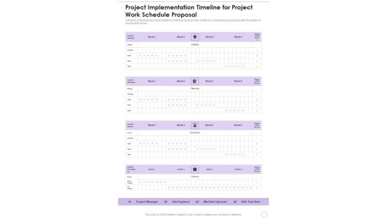 Project Implementation Timeline For Project Work Schedule Proposal One Pager Sample Example Document Project Implementation Timeline For Project Work Schedule Proposal One Pager Sample Example Document