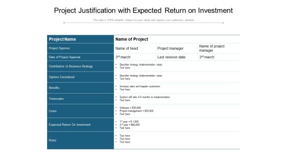 Project Justification With Expected Return On Investment Ppt PowerPoint Presentation File Templates PDF Project Justification With Expected Return On Investment Ppt PowerPoint Presentation File Templates PDF