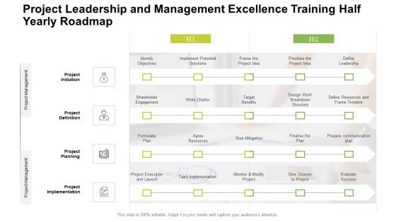 Project Leadership And Management Excellence Training Half Yearly Roadmap Graphics Project Leadership And Management Excellence Training Half Yearly Roadmap Graphics