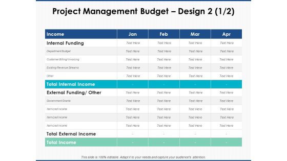 Project Management Budget Design Marketing Ppt PowerPoint Presentation Outline Vector
