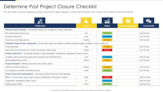 Project Management Development Determine Post Project Closure Checklist Information PDF Project Management Development Determine Post Project Closure Checklist Information PDF