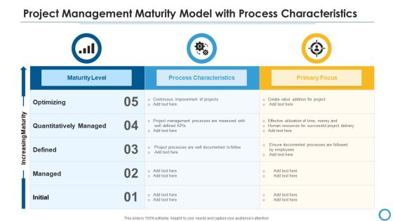 Project Management Maturity Model With Process Characteristics Formats PDF