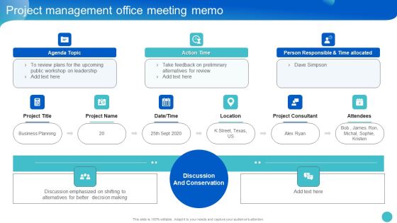 Project Management Office Meeting Memo Designs PDF