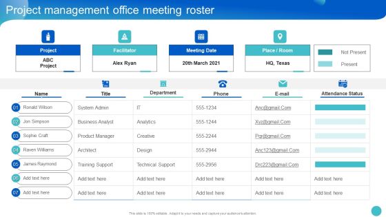 Project Management Office Meeting Roster Background PDF Project Management Office Meeting Roster Background PDF