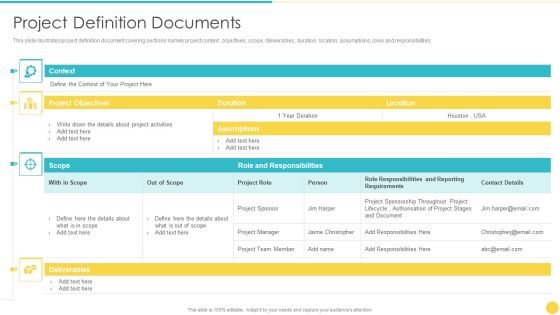 Project Management Professional Toolset IT Project Definition Documents Clipart PDF