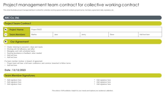 Project Management Team Contract For Collective Working Contract Ideas PDF Project Management Team Contract For Collective Working Contract Ideas PDF