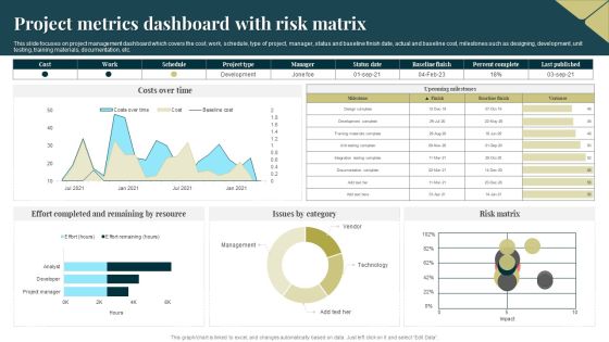 Project Metrics Dashboard With Risk Matrix Microsoft PDF Project Metrics Dashboard With Risk Matrix Microsoft PDF