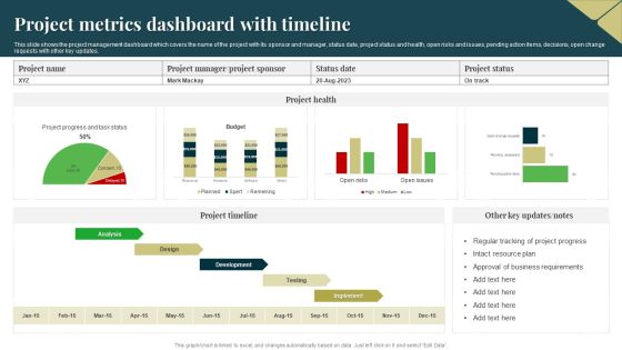 Project Metrics Dashboard With Timeline Themes PDF Project Metrics Dashboard With Timeline Themes PDF