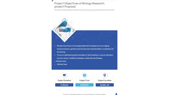 Project Objectives Of Biology Research Project Proposal One Pager Sample Example Document Project Objectives Of Biology Research Project Proposal One Pager Sample Example Document