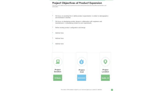 Project Objectives Of Product Expansion One Pager Sample Example Document Project Objectives Of Product Expansion One Pager Sample Example Document