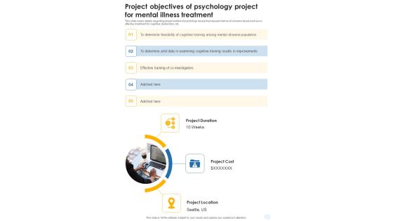 Project Objectives Of Psychology Project For Mental Illness Treatment One Pager Sample Example Document Project Objectives Of Psychology Project For Mental Illness Treatment One Pager Sample Example Document