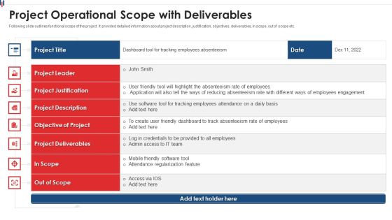 Project Operational Scope With Deliverables Graphics PDF