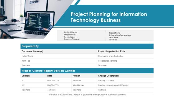 Project Planning For Information Technology Business Ppt PowerPoint Presentation Gallery Images PDF