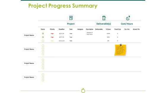 Project Progress Summary Ppt PowerPoint Presentation Infographic Template Brochure Project Progress Summary Ppt PowerPoint Presentation Infographic Template Brochure