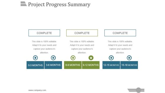 Project Progress Summary Template 2 Ppt PowerPoint Presentation Inspiration