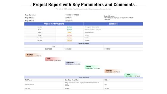 Project Report With Key Parameters And Comments Ppt PowerPoint Presentation Ideas Information PDF Project Report With Key Parameters And Comments Ppt PowerPoint Presentation Ideas Information PDF