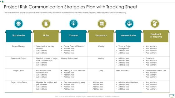 Project Risk Communication Strategies Plan With Tracking Sheet Structure PDF Project Risk Communication Strategies Plan With Tracking Sheet Structure PDF