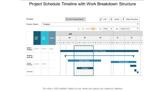 Project Schedule Timeline With Work Breakdown Structure Ppt PowerPoint Presentation Infographics Demonstration Project Schedule Timeline With Work Breakdown Structure Ppt PowerPoint Presentation Infographics Demonstration