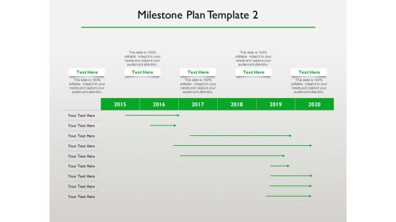 Project Scheduling Timeline Milestone Plan Template 2015 To 2020 Ppt Professional Slides PDF