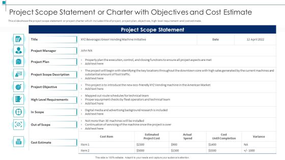 Project Scope Statement Project Scope Management Deliverables Icons PDF