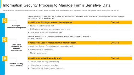 Project Security Administration IT Information Security Process To Manage Firms Sensitive Data Summary PDF Project Security Administration IT Information Security Process To Manage Firms Sensitive Data Summary PDF