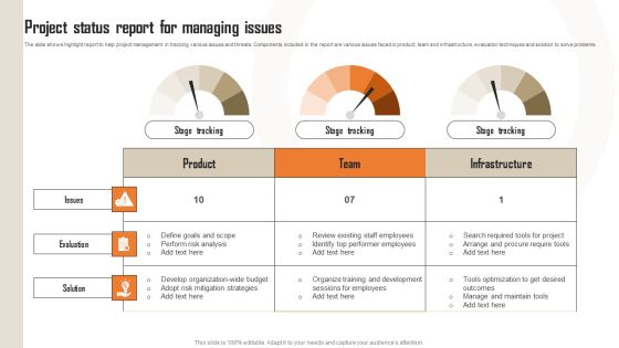 Project Status Report For Managing Issues Mockup PDF Project Status Report For Managing Issues Mockup PDF