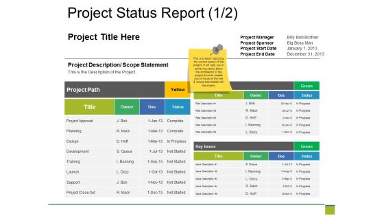 Project Status Report Ppt PowerPoint Presentation File Guide
