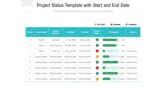 Project Status Template With Start And End Date Ppt PowerPoint Presentation Gallery Summary PDF Project Status Template With Start And End Date Ppt PowerPoint Presentation Gallery Summary PDF