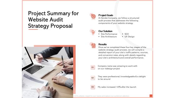 Project Summary For Website Audit Strategy Proposal Ppt Slides Example Topics PDF Project Summary For Website Audit Strategy Proposal Ppt Slides Example Topics PDF
