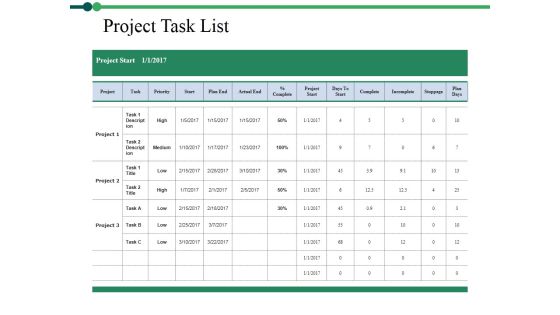 Project Task List Template 1 Ppt PowerPoint Presentation Pictures Inspiration Project Task List Template 1 Ppt PowerPoint Presentation Pictures Inspiration
