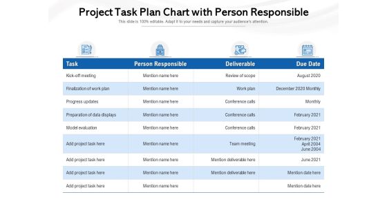 Project Task Plan Chart With Person Responsible Ppt PowerPoint Presentation Portfolio Templates PDF Project Task Plan Chart With Person Responsible Ppt PowerPoint Presentation Portfolio Templates PDF