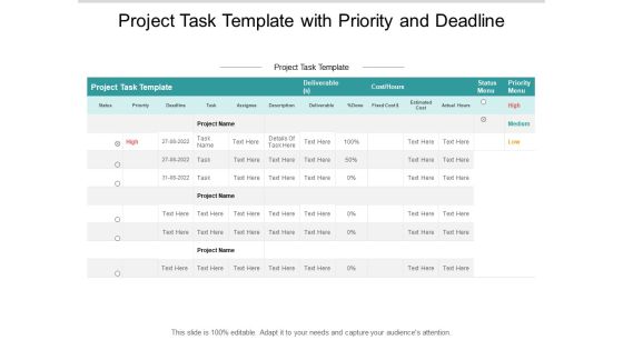 Project Task Template With Priority And Deadline Ppt PowerPoint Presentation Visual Aids Infographic Template Cpb Project Task Template With Priority And Deadline Ppt PowerPoint Presentation Visual Aids Infographic Template Cpb