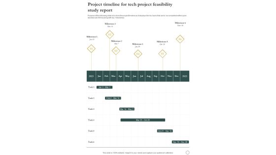 Project Timeline For Tech Project Feasibility Study Report One Pager Sample Example Document Project Timeline For Tech Project Feasibility Study Report One Pager Sample Example Document