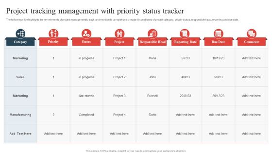 Project Tracking Management With Priority Status Tracker Topics PDF Project Tracking Management With Priority Status Tracker Topics PDF