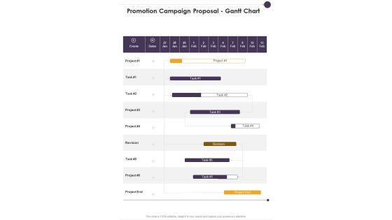 Promotion Campaign Proposal Gantt Chart One Pager Sample Example Document Promotion Campaign Proposal Gantt Chart One Pager Sample Example Document