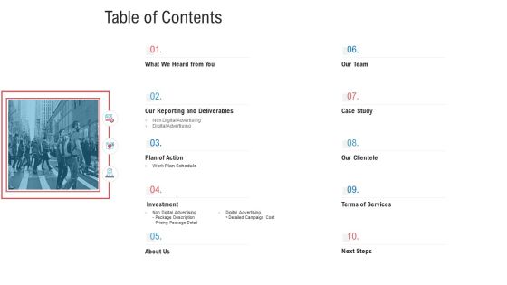 Promotion Strategy Outlining And Design Proposal Template Table Of Contents Guidelines PDF