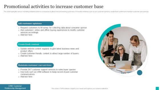 Promotional Activities To Increase Customer Base Ppt PowerPoint Presentation File Example PDF Promotional Activities To Increase Customer Base Ppt PowerPoint Presentation File Example PDF