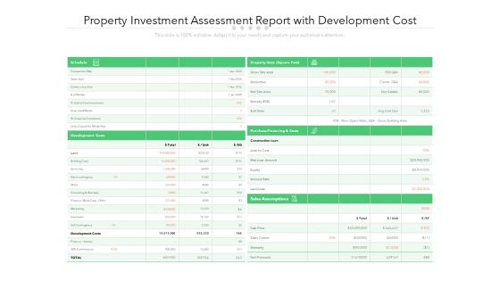Property Investment Assessment Report With Development Cost Ppt PowerPoint Presentation Styles Portfolio PDF Property Investment Assessment Report With Development Cost Ppt PowerPoint Presentation Styles Portfolio PDF