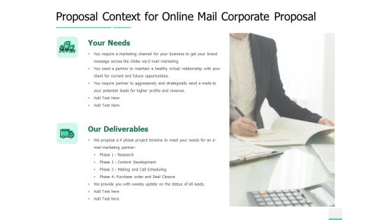 Proposal Context For Online Mail Corporate Proposal Ppt Ideas Sample PDF