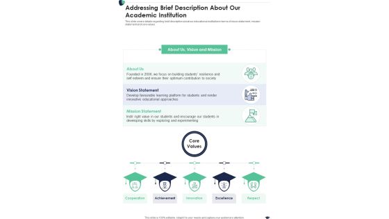 Proposal For Academic Grant Addressing Brief Description About Our Academic One Pager Sample Example Document Proposal For Academic Grant Addressing Brief Description About Our Academic One Pager Sample Example Document