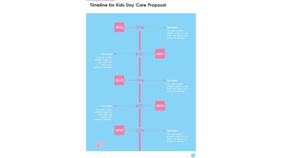 Proposal For Child Care Timeline For Kids Day Care Proposal One Pager Sample Example Document Proposal For Child Care Timeline For Kids Day Care Proposal One Pager Sample Example Document