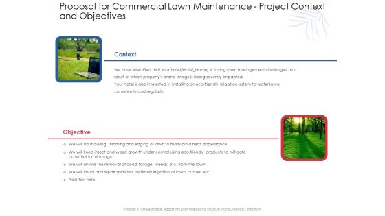 Proposal For Commercial Lawn Maintenance Project Context And Objectives Ppt Portfolio Microsoft PDF Proposal For Commercial Lawn Maintenance Project Context And Objectives Ppt Portfolio Microsoft PDF