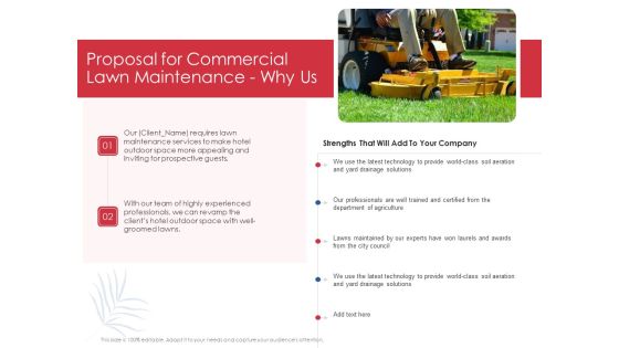 Proposal For Commercial Lawn Maintenance Why Us Ppt Portfolio Vector PDF Proposal For Commercial Lawn Maintenance Why Us Ppt Portfolio Vector PDF