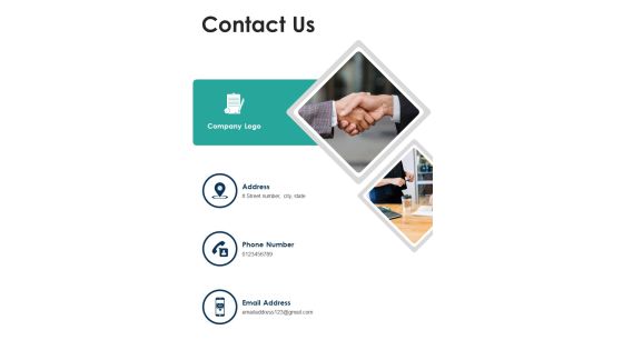 Proposal For Contractual Services Contact Us One Pager Sample Example Document