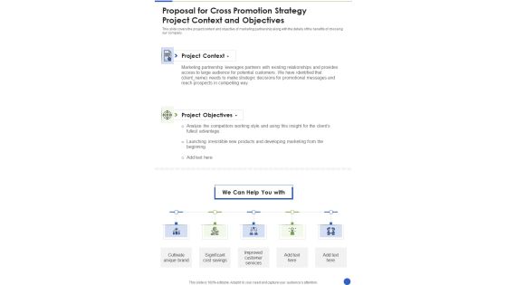 Proposal For Cross Promotion Strategy Project Context One Pager Sample Example Document Proposal For Cross Promotion Strategy Project Context One Pager Sample Example Document