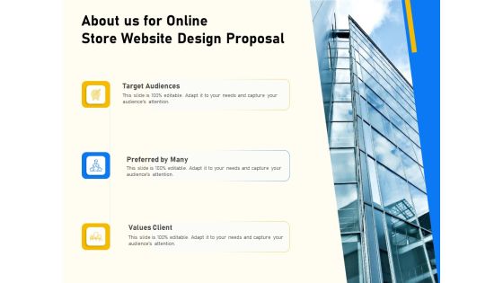 Proposal For Ecommerce Website Development About Us For Online Store Website Design Proposal Target Summary PDF
