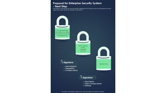 Proposal For Enterprise Security System Next Step One Pager Sample Example Document Proposal For Enterprise Security System Next Step One Pager Sample Example Document